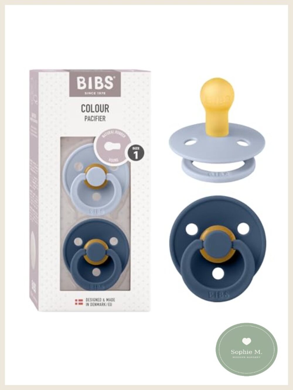 Natural Rubber Baby Pacifiers Set of 2 BPA-Free Soothers 0+ Months